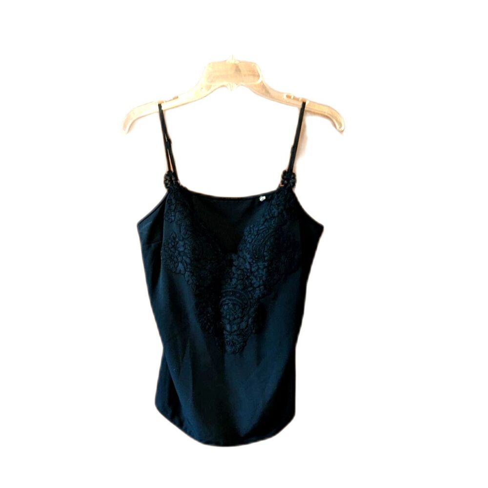 Elie Tahari Black Lace Tank Top Camisole Elegant Fancy Whimsigoth Vampire Size M